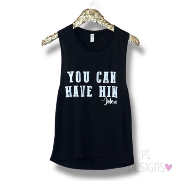 You Can Have Him Jolene Bella Canvas Flowy Scoop Muscle Tank Top Black - Picture 1 of 5